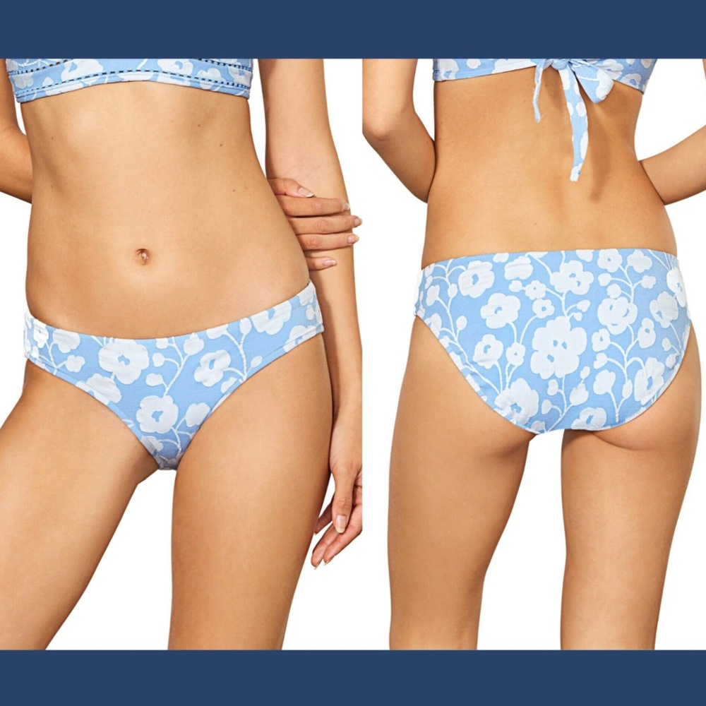 NWT Robin Piccone‎ Sadie Clean Finish Bikini Bottom Sky Blue [SZ Medium ]